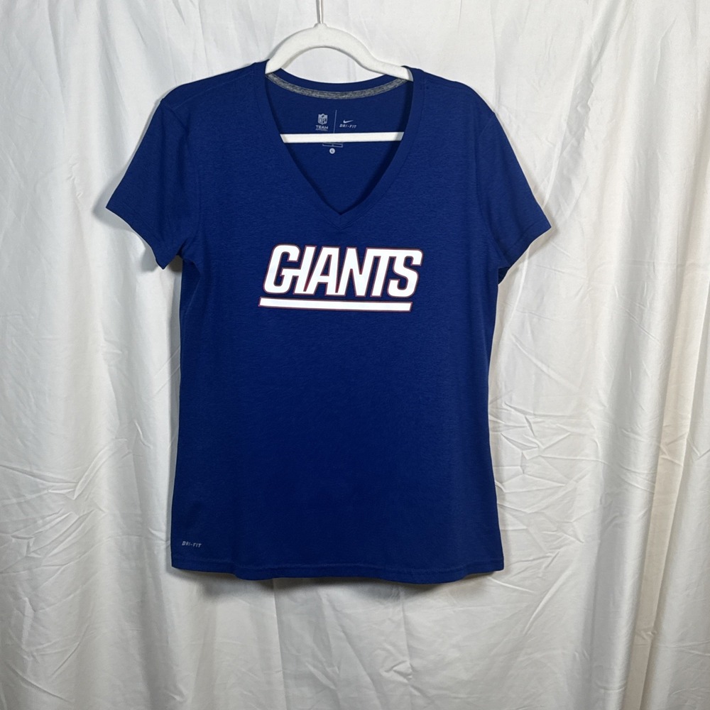 NY Giants Nike Dri Fit ‎ NFL Woman's V-Neck T-Shirt Nike Large